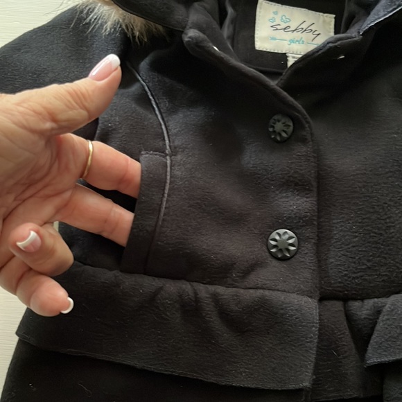 Sebby Girls Toddler faux wool winter coat 12M - Picture 3 of 11